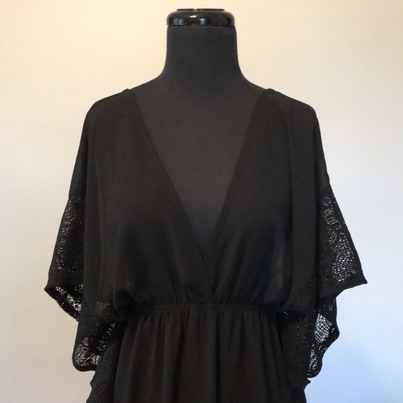 Xhilaration Black Crochet Chiffon Swim Cover Up, S - Picture 6 of 8